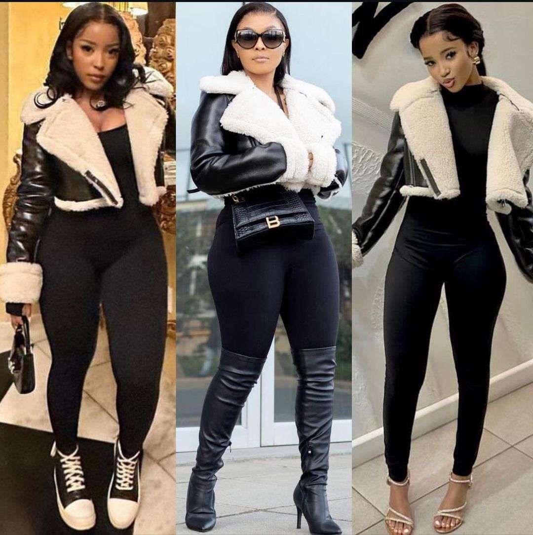 Cropped Faux Leather Shearling Jacket - Image 7